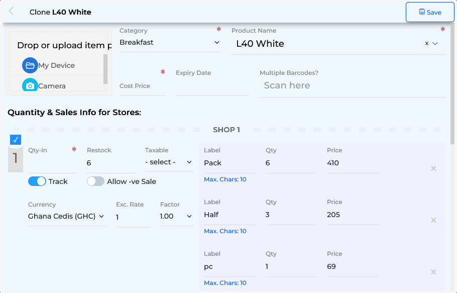 Create Item Form