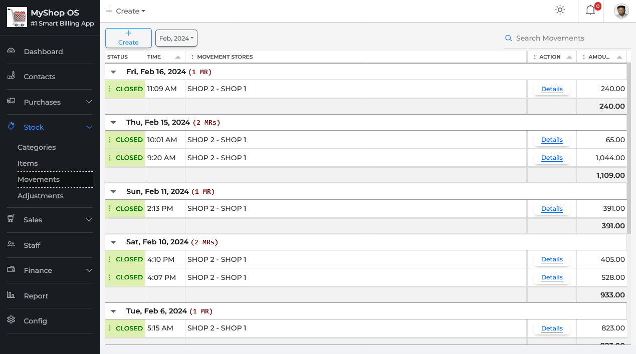 Movements List