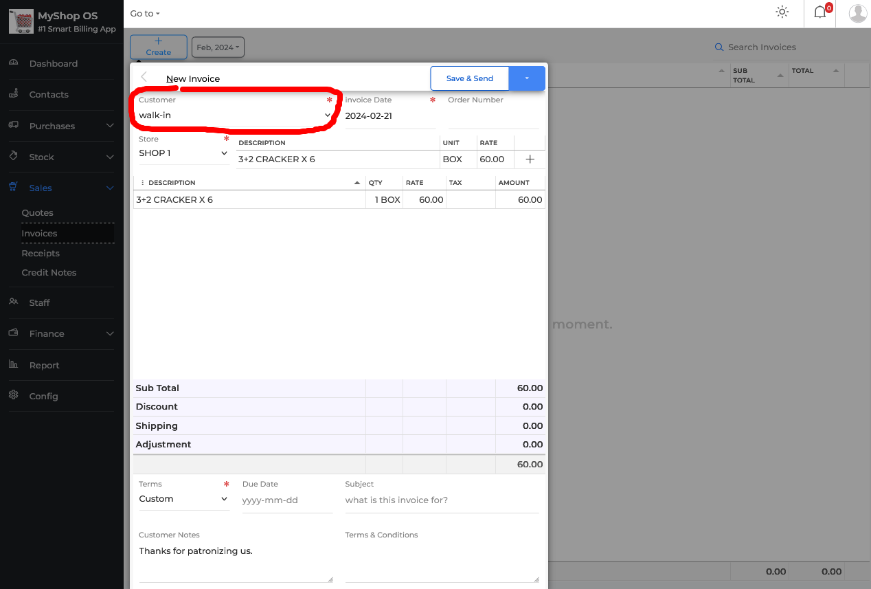 Create Invoice Form