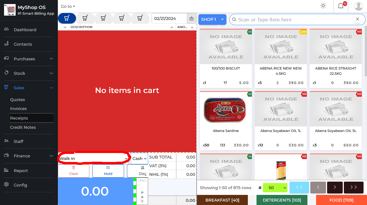 Create Receipt Form